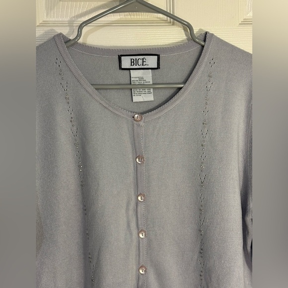 BICE| Soft grey cardigan sweater button beading granny core| size medium - Picture 2 of 9